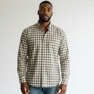 Johnnie-O WADA Top Shelf Long Sleeve Plaid Button Down Shirt In Palm - Size XL